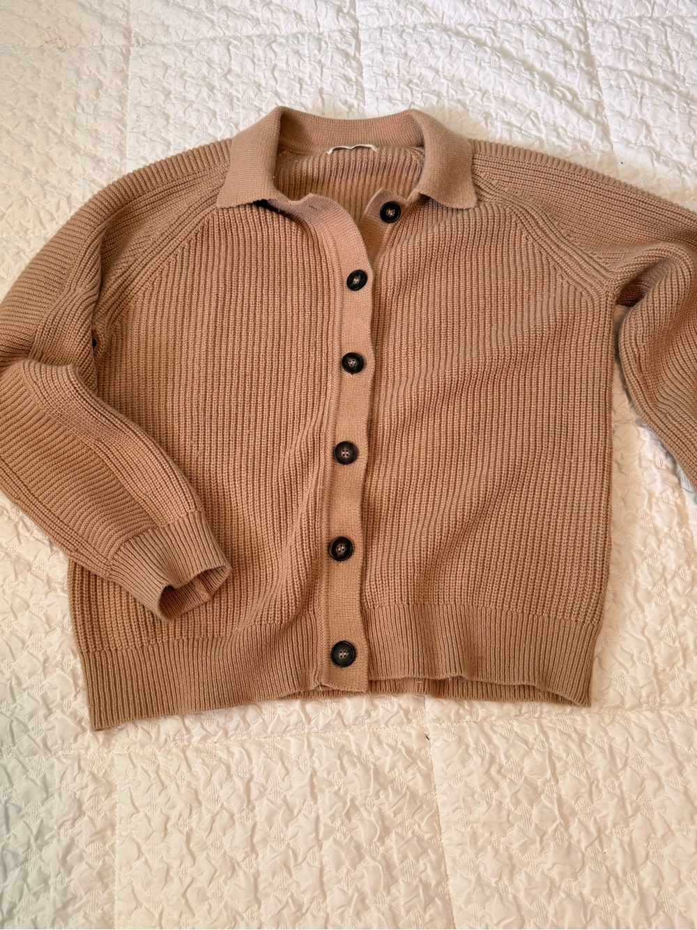 Grace Karin Taupe Button-Down Ribbed Cardigan